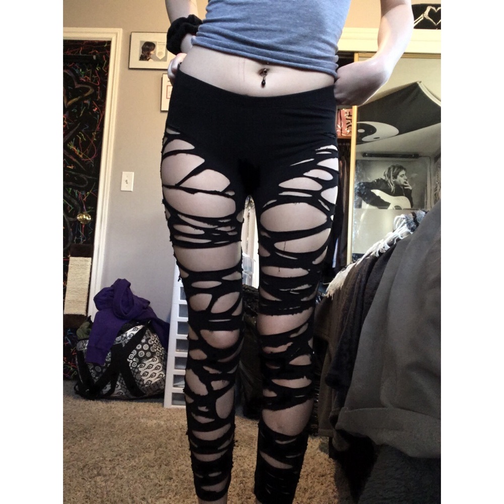 Black ripped up leggings